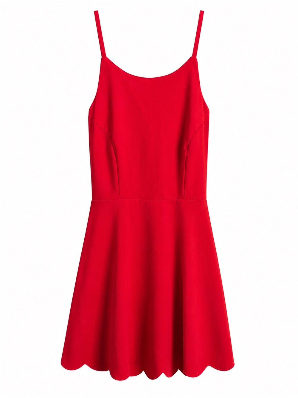 Lulus Red Open Back Skater Dress Size S with Scalloped Details
